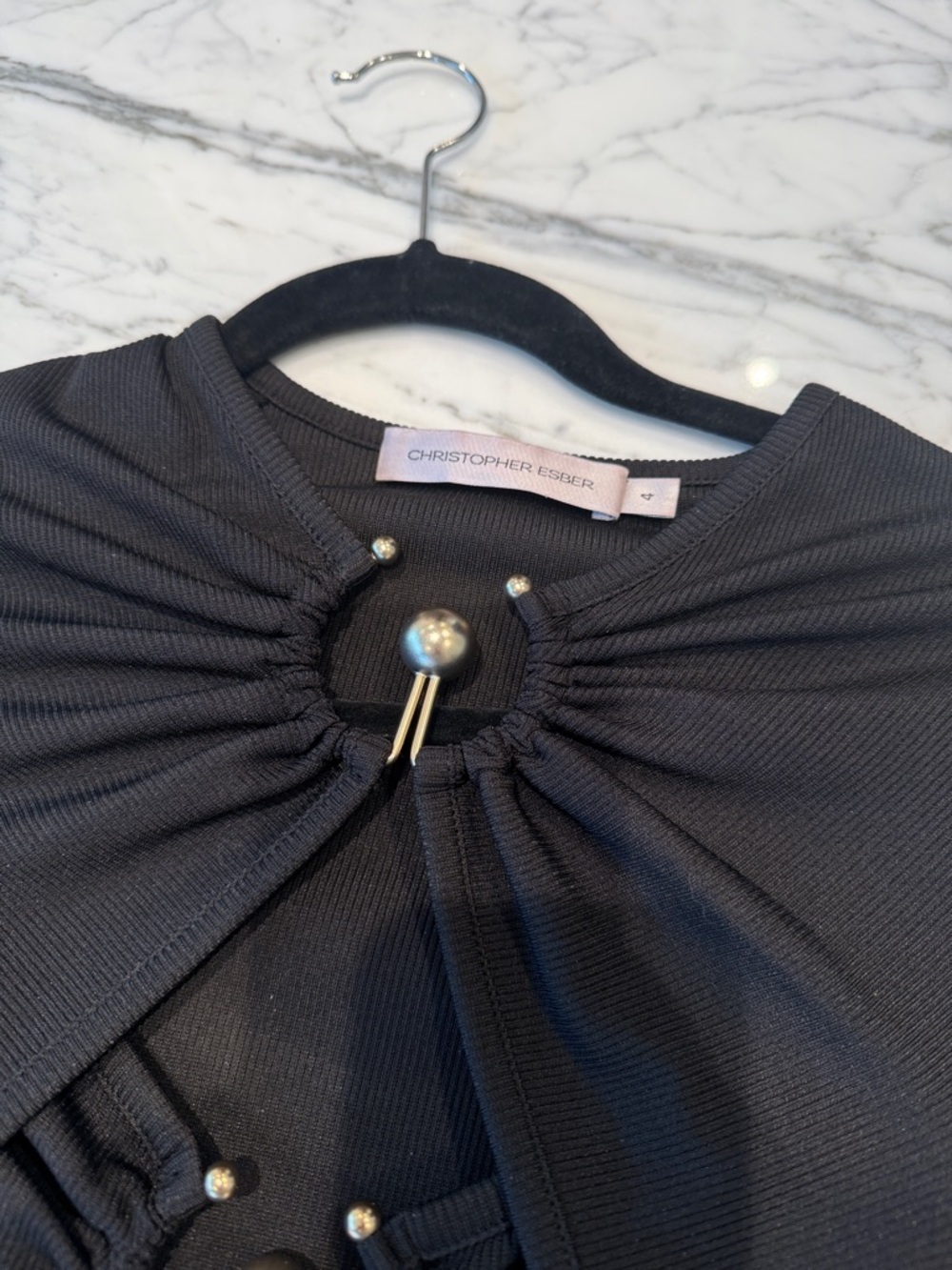 Christopher Esber COMPACT RIB /BUCKLES
ORBIT RUCHED LONG SLEEVE DRESS
BLACK - Picture 6 of 11